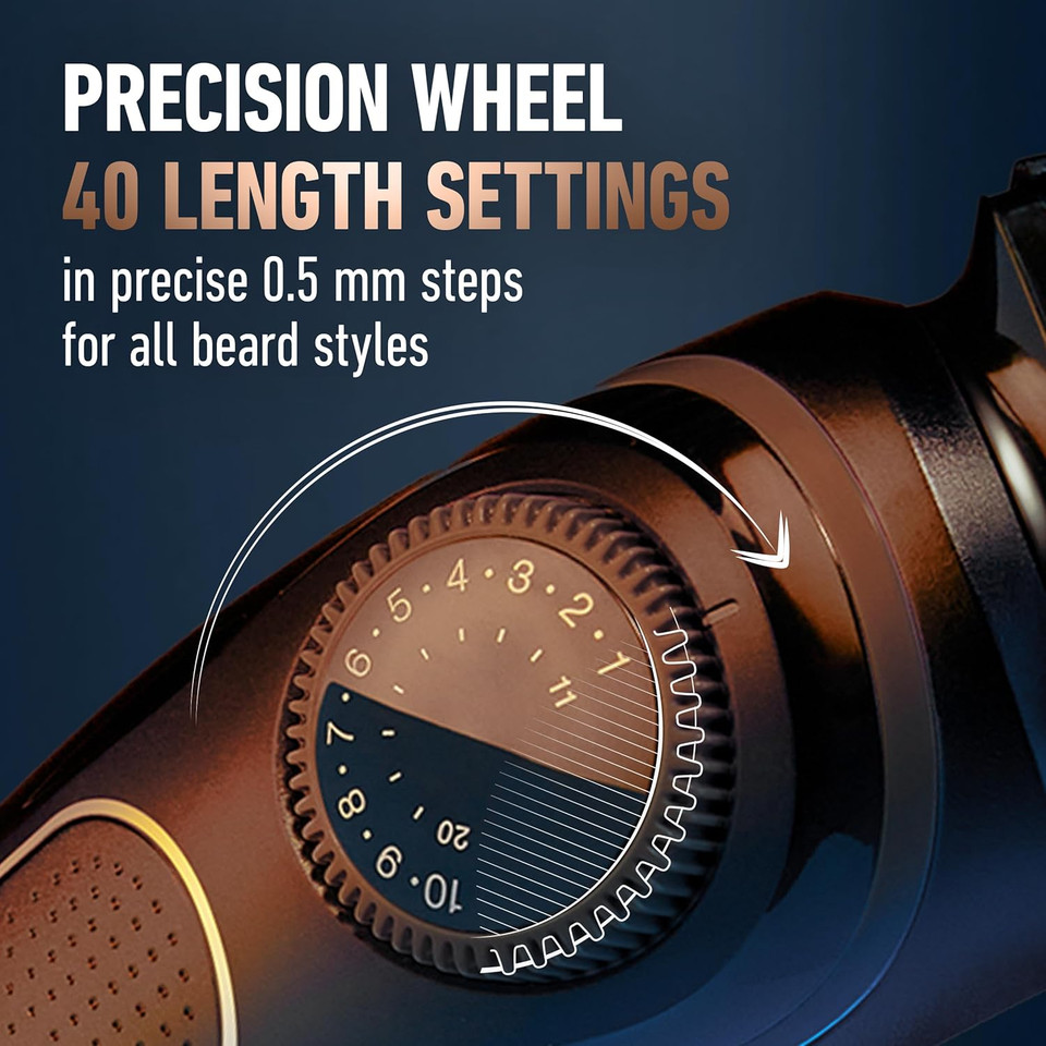 King C. Gillette Cordless Beard Trimmer For Men, Kit Includes 1 Trimmer, 3 Interchangeable Combs, 1 Cleaning Brush, 1 Charger, 1 Travel Bag, Blue