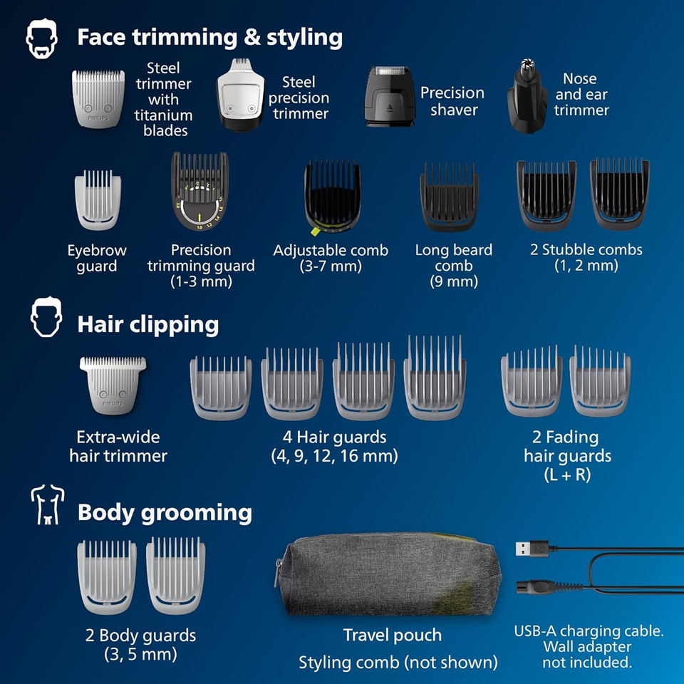 Philips Norelco Multigroomer All-In-One Trimmer Series 7000, 23 Piece Mens Grooming Kit, Trimmer For Beard, Head, Body, And Face, No Blade Oil Needed, Mg7750/49 Philips Norelco Multigroomer All-In-One Trimmer Series 7000, 23 Piece Mens Grooming Kit, Trimmer For Beard, Head, Body, And Face, No Blade Oil Needed, Mg7750/49