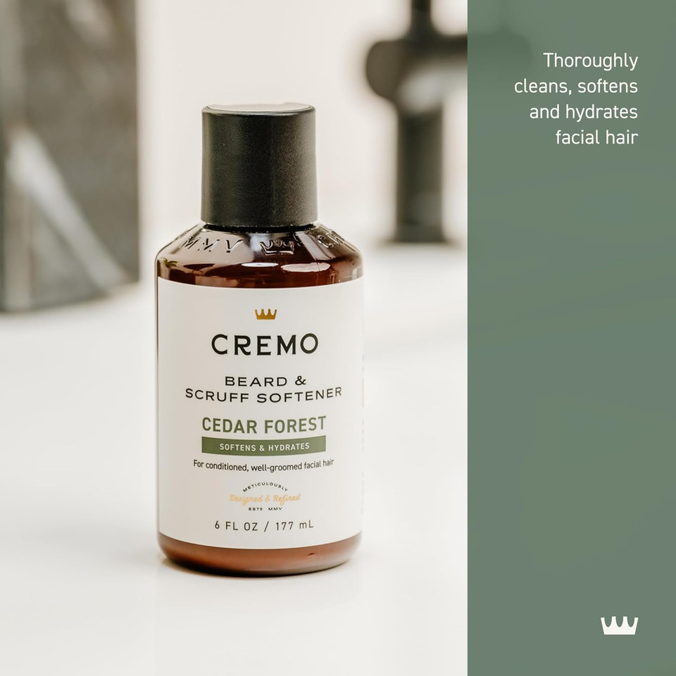 Cremo Cedar Forest Beard & Scruff Softener, Softens And Conditions Coarse Facial Hair Of All Lengths In Just 30 Seconds, 6 Fluid Ounce