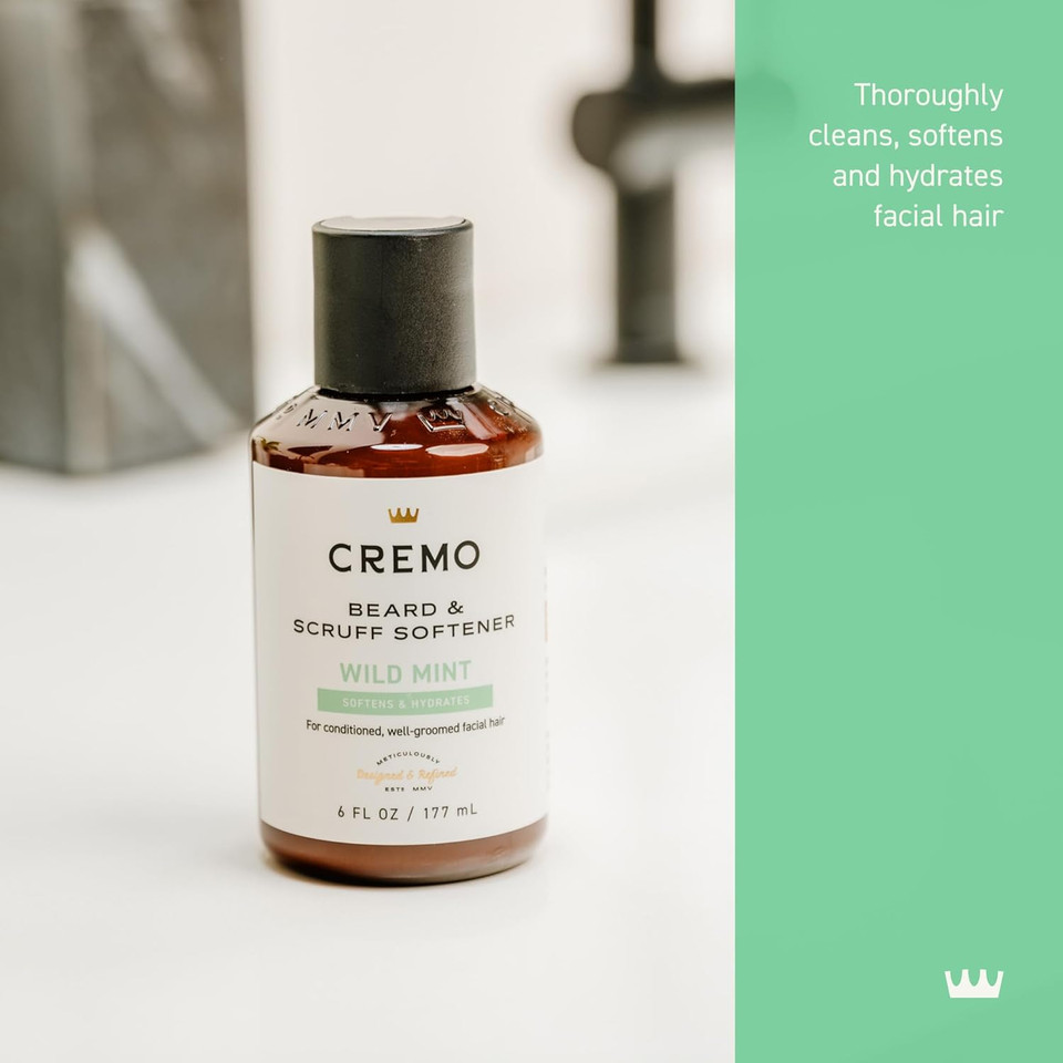 Cremo Wild Mint Beard & Scruff Softener, Softens And Conditions Coarse Facial Hair Of All Lengths In Just 30 Seconds, 6 Fl Oz