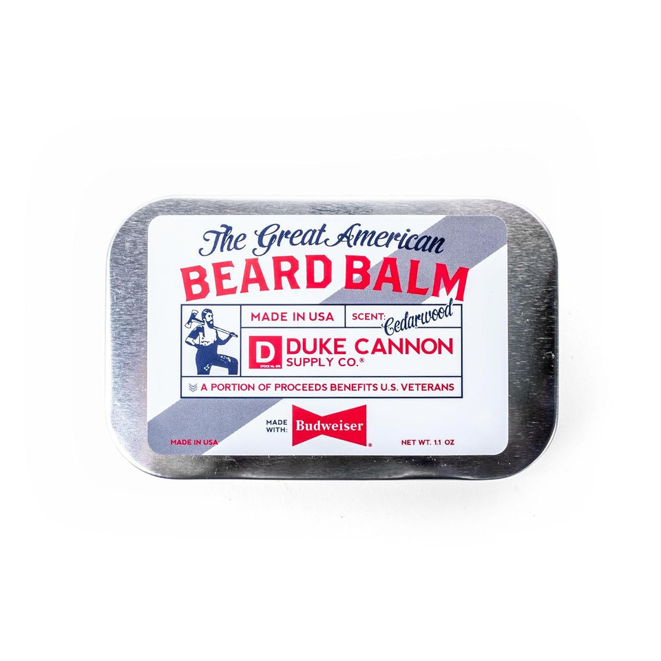 Duke Cannon Supply Co. Great American Beard Balm, Net Wt. 1.1Oz - Made With Budweiser (Cedarwood Scent) / Paraben-Free, Dye-Free1.1 Ounce (Pack Of 1)