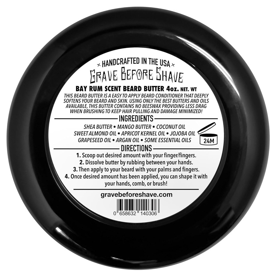 Grave Before Shave Bay Rum Beard Butter 4 Oz. Container