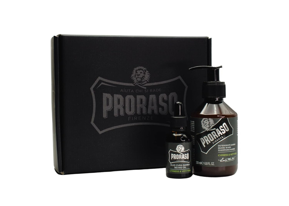 Proraso Beard Care Kit For Men | Beard Wash & Beard Oil Tame, Cleanse & Detangle Full, Thick And Coarse Beards | Cypress And Vetyver
