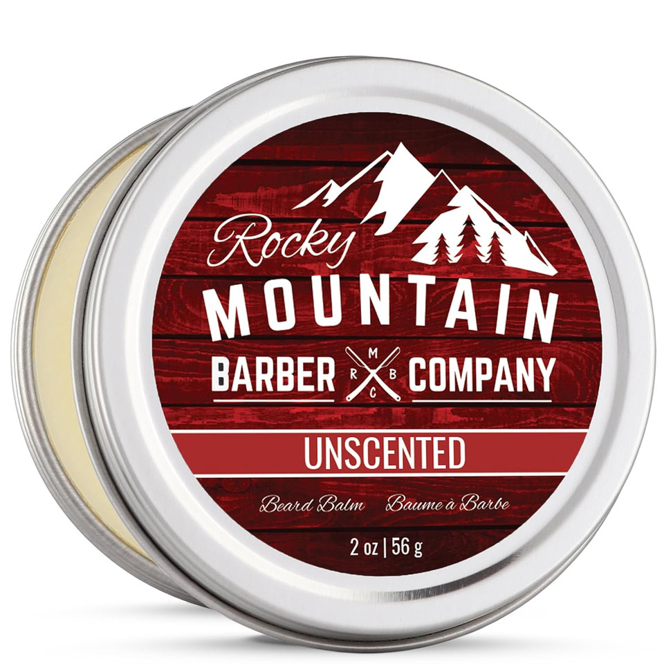 Rocky Mountain Barber Company Beard Balm - Classic Unscented - 100% Natural - Premium Wax Blend With Nutrient Rich Bees Wax, Jojoba, Coconut Oil