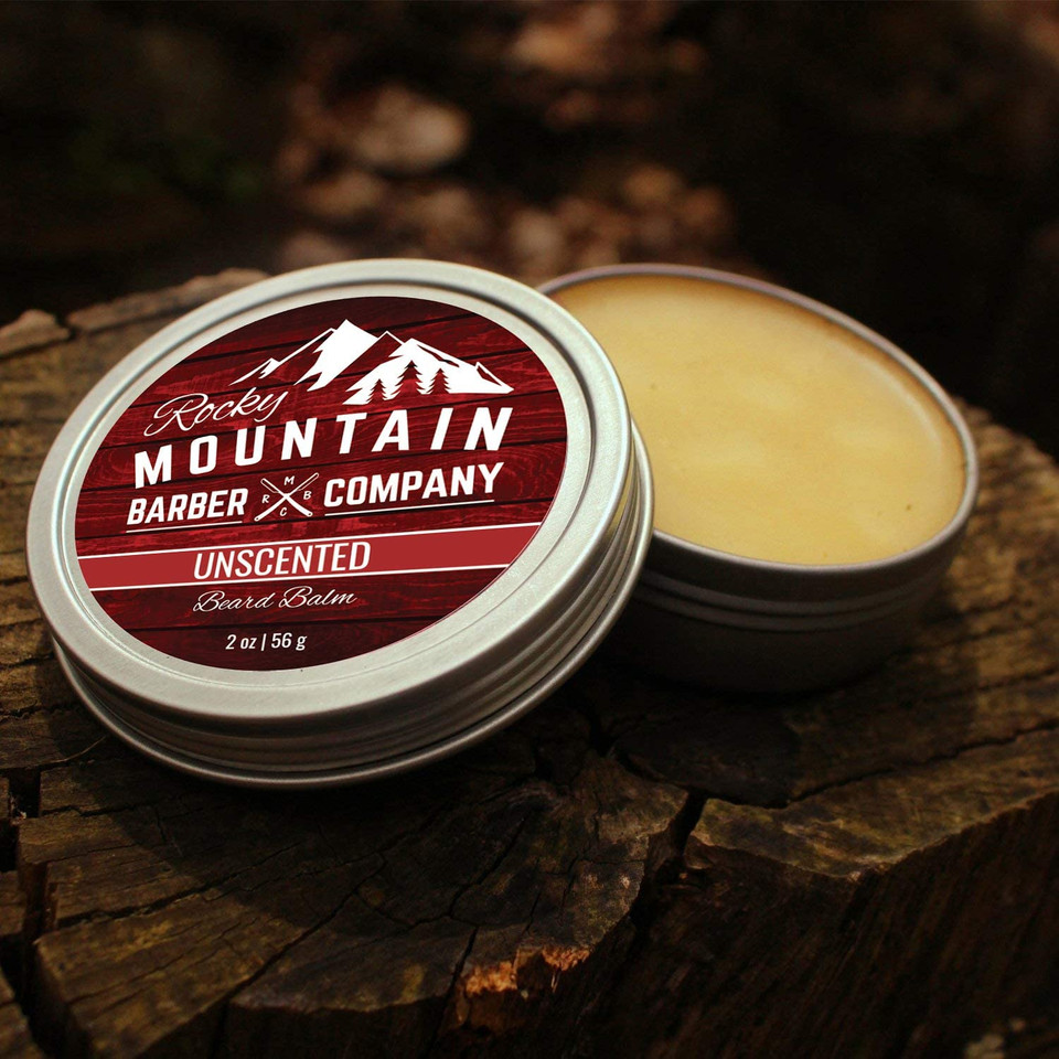 Rocky Mountain Barber Company Beard Balm - Classic Unscented - 100% Natural - Premium Wax Blend With Nutrient Rich Bees Wax, Jojoba, Coconut Oil