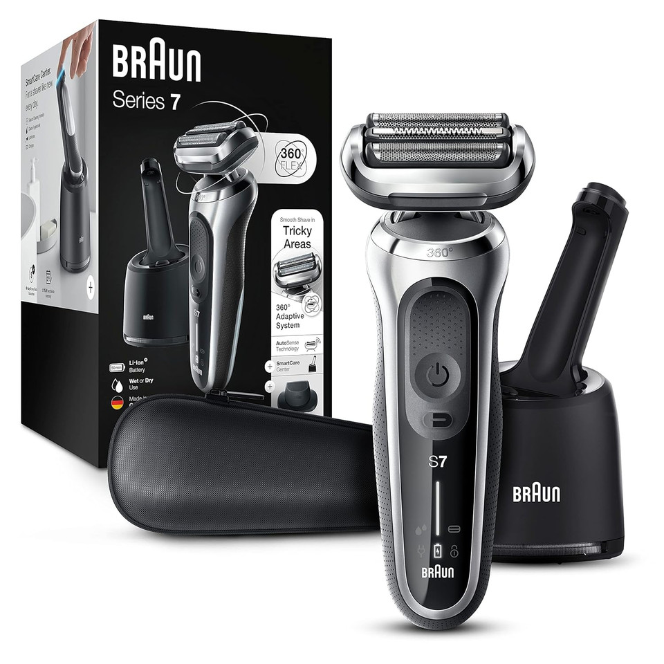 Braun Series 7 7071cc Flex Electric Razor for Men with SmartCare Center, Precision Trimmer, Wet & Dry, Rechargeable, Cordless Foil Shaver, Silver