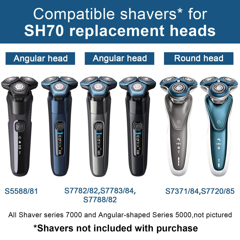 Sh70 Replacement Heads For Series 7000 Refills With Blade Retaining Rings 3-Pc Packwith Blade Retaining Rings