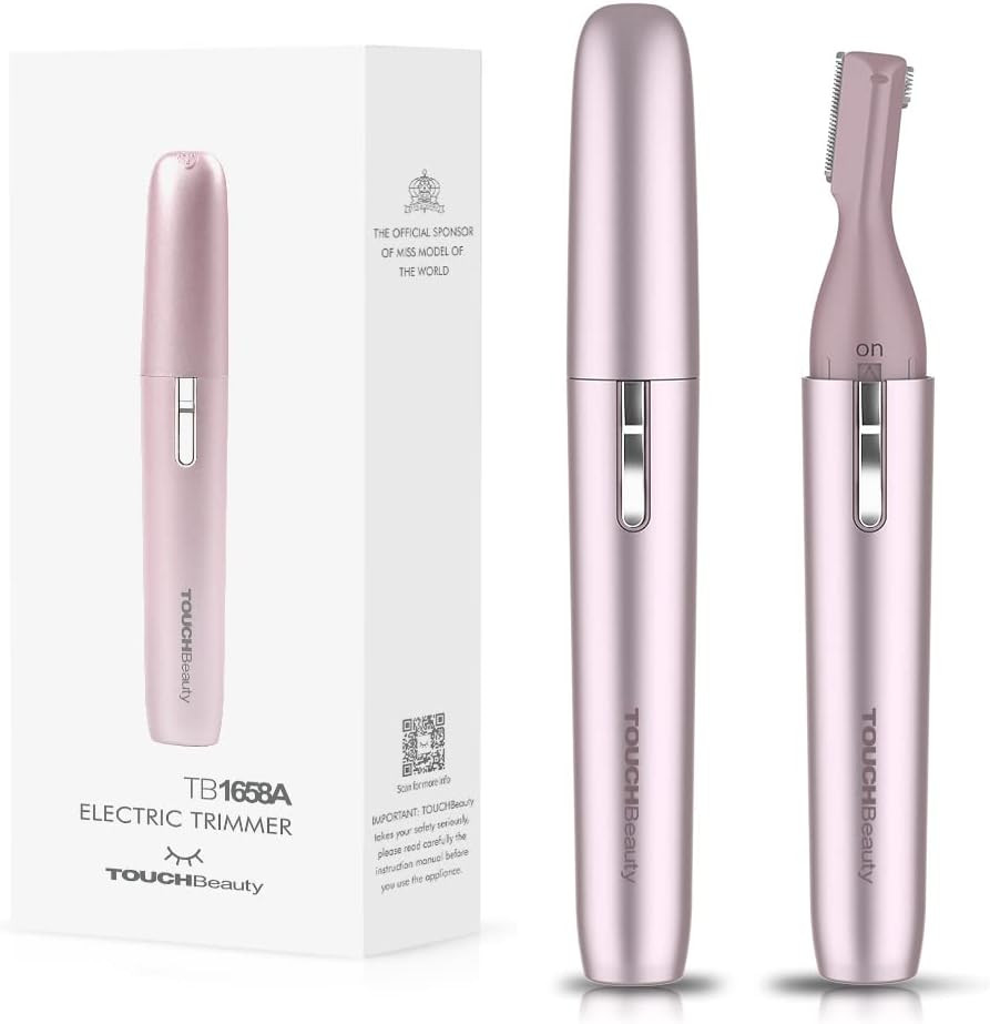 Touchbeauty Facial Hair Trimmer Eyebrow Shaper Wet & Dry Hair Removal For Face Legs Battery Powered Upgraded(Rose Gold)