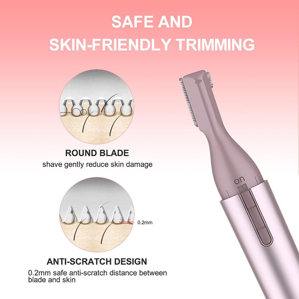 Touchbeauty Facial Hair Trimmer Eyebrow Shaper Wet & Dry Hair Removal For Face Legs Battery Powered Upgraded(Rose Gold)