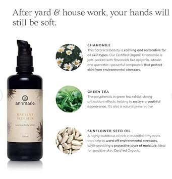 Annmarie Skin Care Radiant Skin Silk - Luxurious Body Lotion With Chamomile, Green Tea + Sunflower Seed Oil (200 Milliliters, 6.8 Fluid Ounces)
