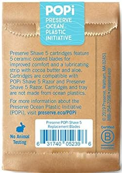 Preserve Popi Shave 5 Replacement Cartridges For Preserve Popi Shave 5 Razor (4 Count (Pack Of 1))