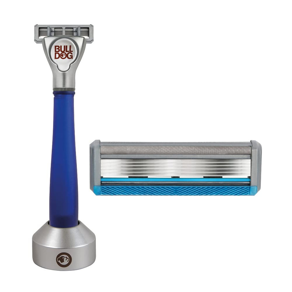Bulldog Mens Skincare And Grooming Sensitive Recycled Glass Handle Razor With Razor Stand