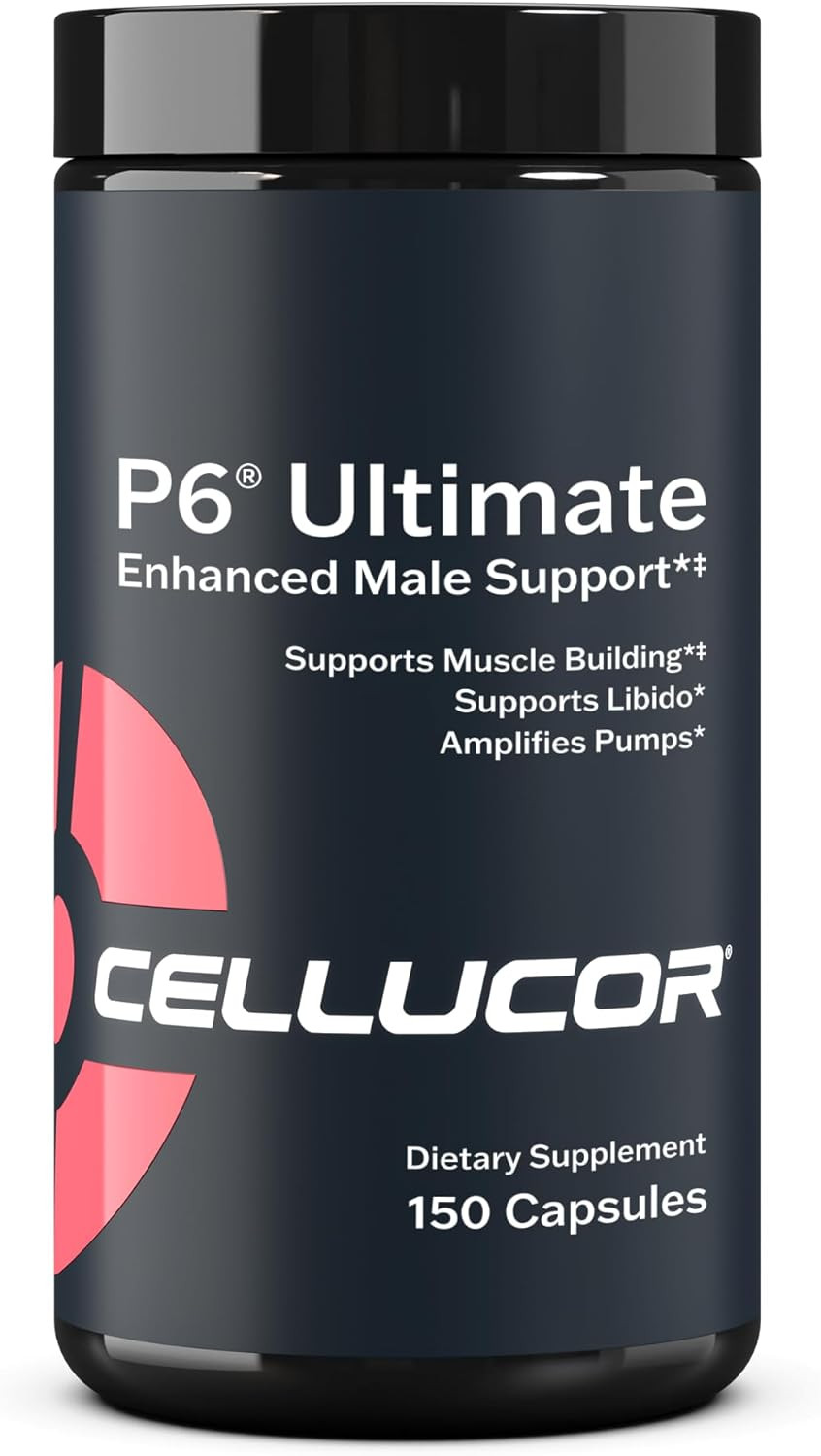 Cellucor P6 Ultimate - Enhanced Support For Men | Supports Muscle Growth & Strength | Natural Support Supplement With Peakatp, Peptistrong, Lj100, Elevatp, Dim, & Senactiv - 150 Capsules
