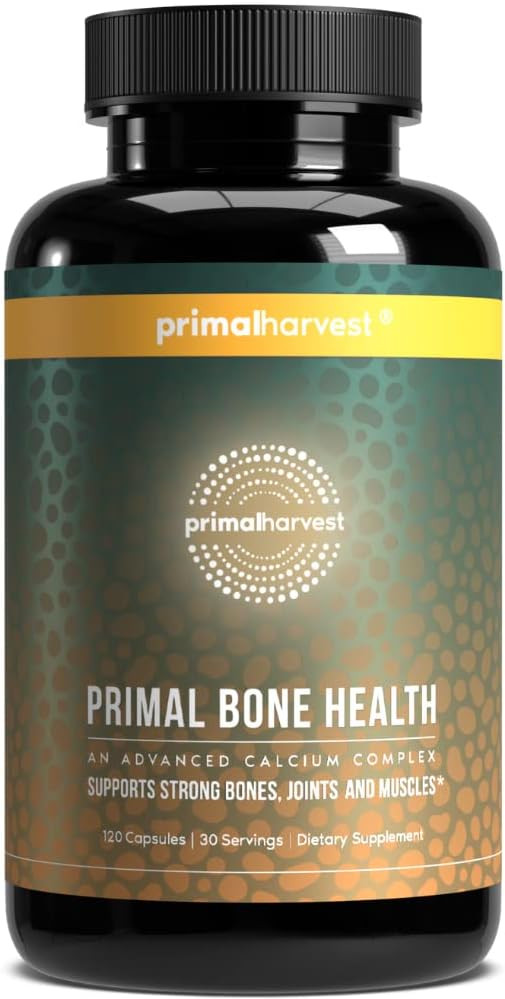 Calcium Carbonate Bone Health Complex By Primal Harvest For Men And Women With Calcium, Magnesium, Zinc, Manganese, Potassium, And L-Carnitine