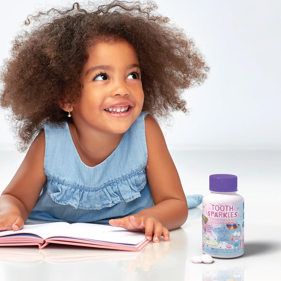 Jack N' Jill Tooth Sparkles - Tooth Cleaning Calcium Chews With Hydroxyapatite, Natural Flavors, With Xylitol, Vitamin D & Calcium, Sugar-Free - Natural Strawberry Flavor, 60 Tablets Jack N' Jill Tooth Sparkles - Tooth Cleaning Calcium Chews With Hydroxyapatite, Natural Flavors, With Xylitol, Vitamin D & Calcium, Sugar-Free - Natural Strawberry Flavor, 60 Tablets