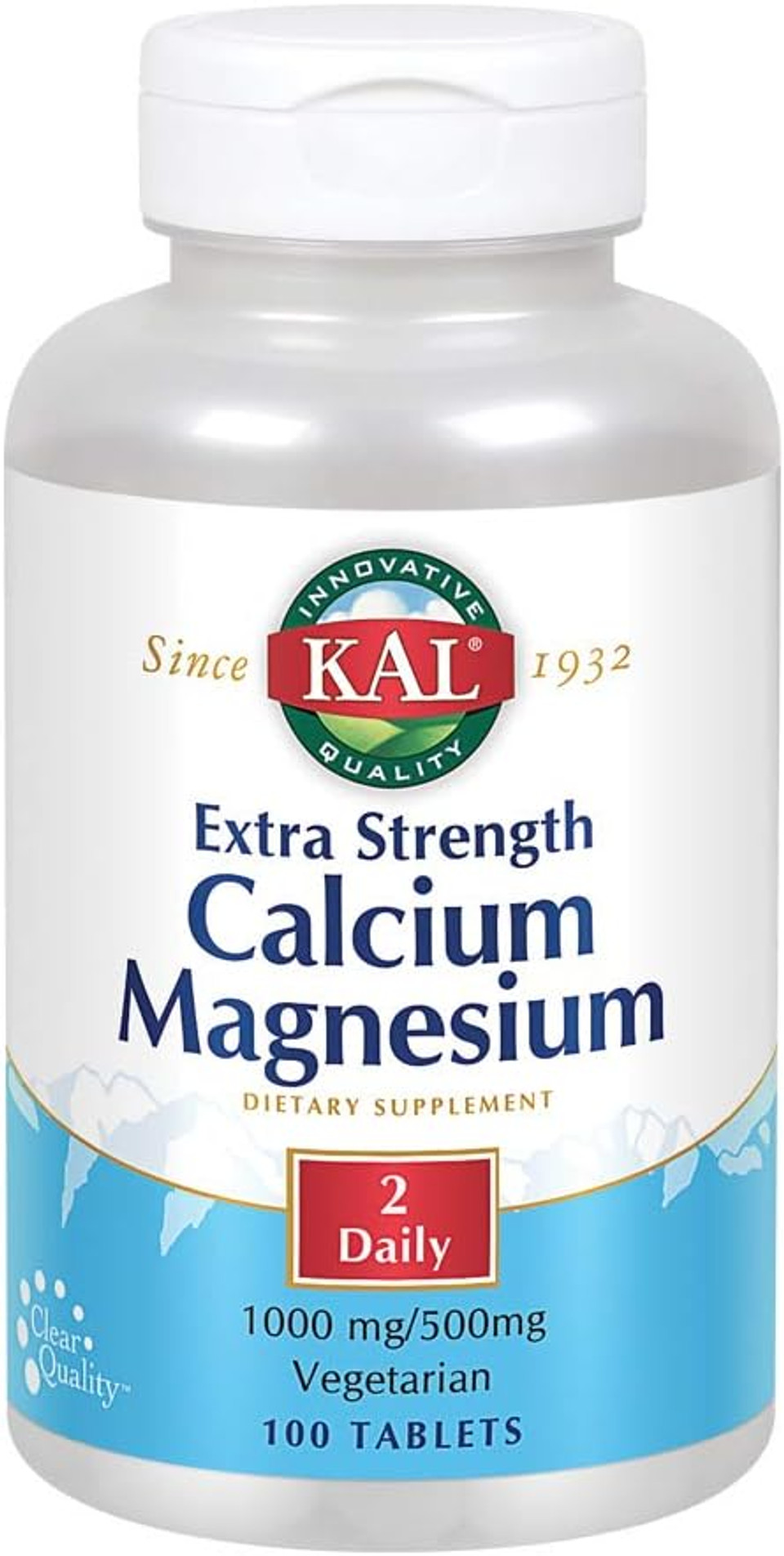 Kal Extra Strength Calcium Magnesium | 1000Mg/500Mg | Healthy Bones, Teeth, Nerve & Muscle Support | Rapid Disintegration | Vegetarian | 100 Tablets