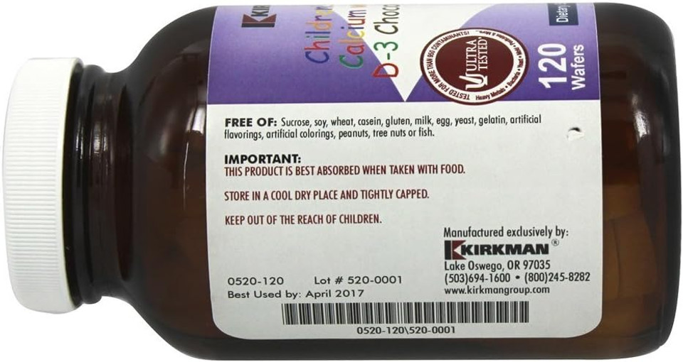 Kirkman Childrenã¢ÂS Chewable Calcium Chocolate Tablets | 120 Tablets
