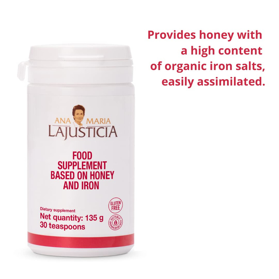 Ana Maria Lajusticia - Iron With Honey - Food Supplement - 135G (30 Teaspoons)- Dairy And Gluten Free. Vegetarian Friendly. Perfect To Promote Vascular Health Ana Maria Lajusticia - Iron With Honey - Food Supplement - 135G (30 Teaspoons)- Dairy And Gluten Free. Vegetarian Friendly. Perfect To Promote Vascular Health