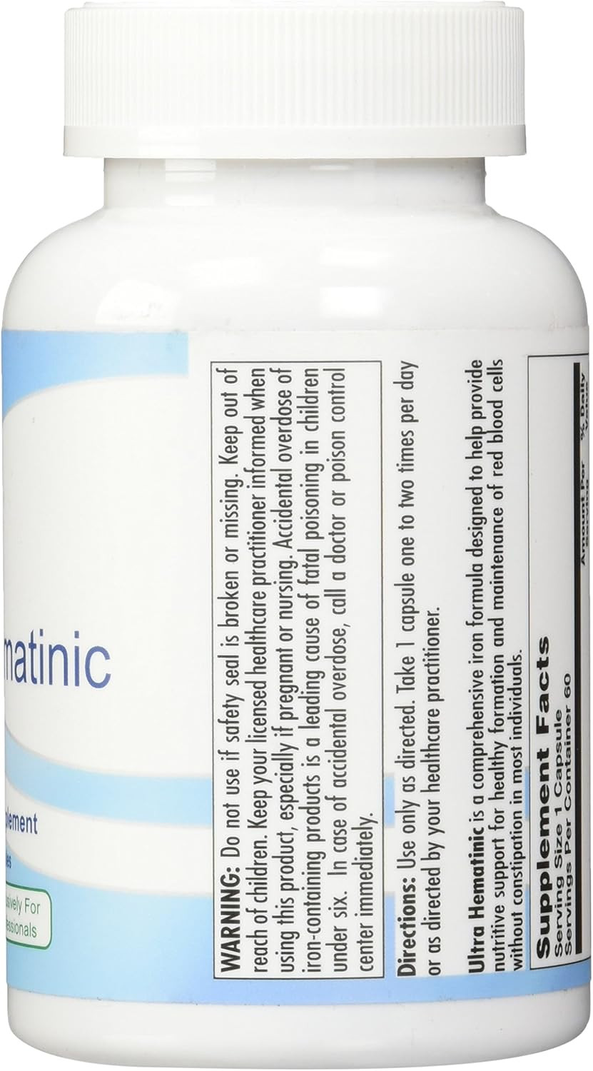 Nutra Biogenesis - Ultra Hematinic - Iron, B Vitamins And Copper For Iron Absorption, Rbc Support And Energy - 60 Capsules
