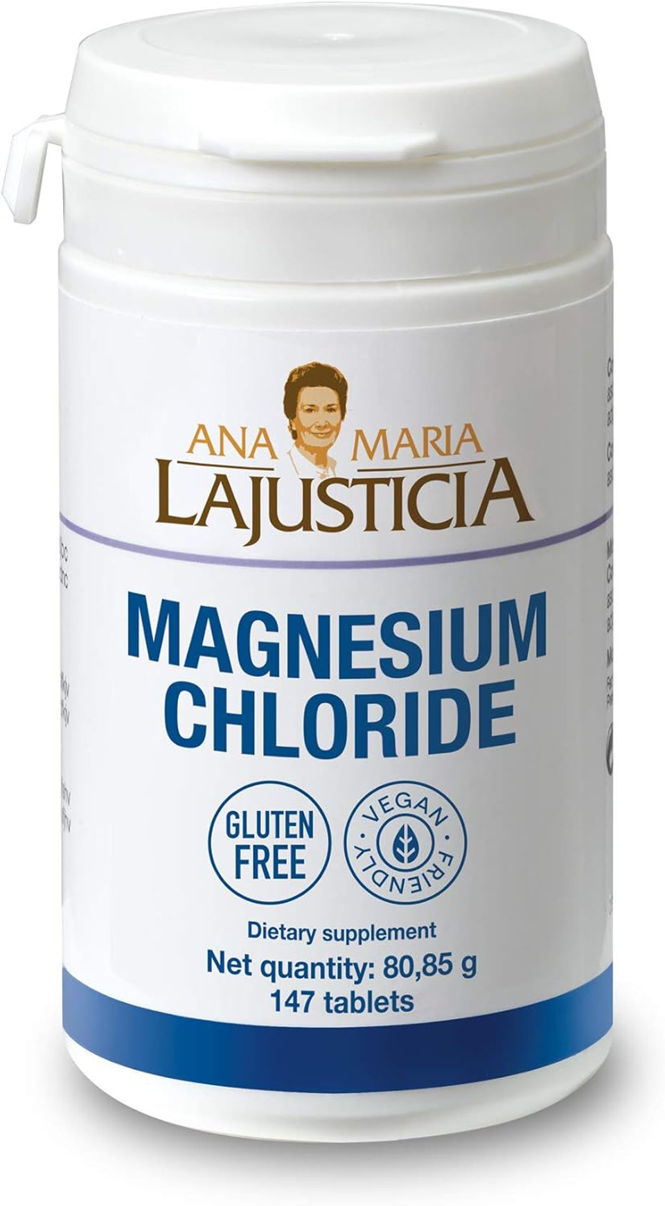 Ana Maria Lajusticia - Magnesium Chloride 147 Tabs. - Reduce Tiredness And Fatigue - Improve Nervous System - Gluten Free And Vegan Firendly
