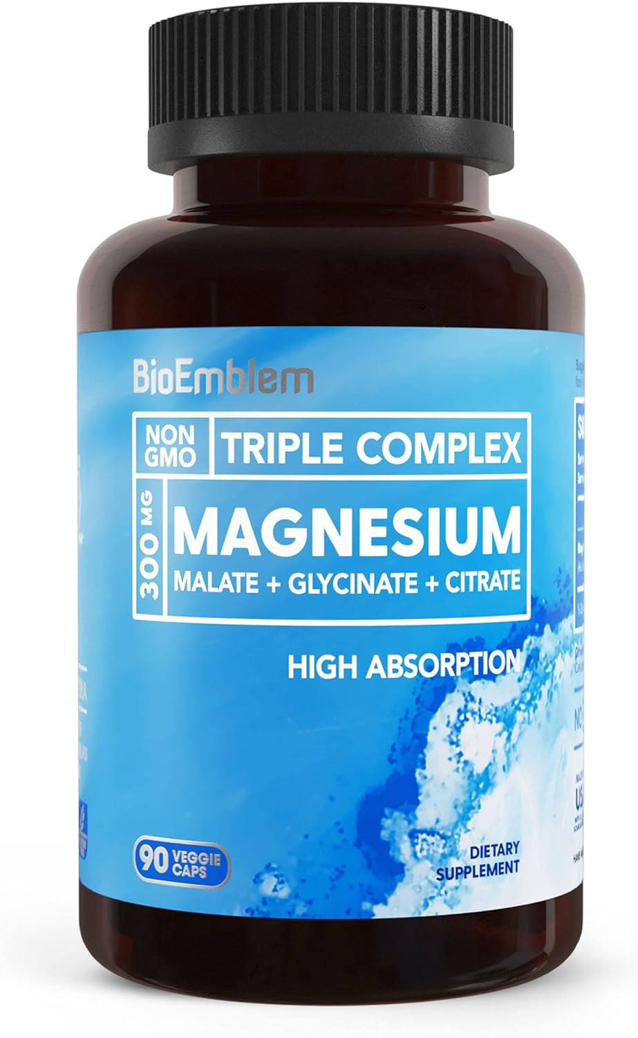 Bioemblem Triple Magnesium Complex | 300Mg Of Magnesium Glycinate, Malate, & Citrate For Muscles, Nerves, & Energy | High Absorption | Vegan, Non-Gmo | 90 Capsules