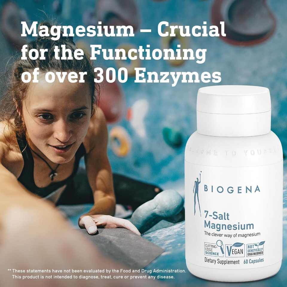Biogena 7-Salt Magnesium Complex - Magnesium Supplement With 7 Magnesium Forms - Bisglycinate, Malate, Citrate, Oxide, Glycerophosphate, Gluconate And Carbonate I High Absorption