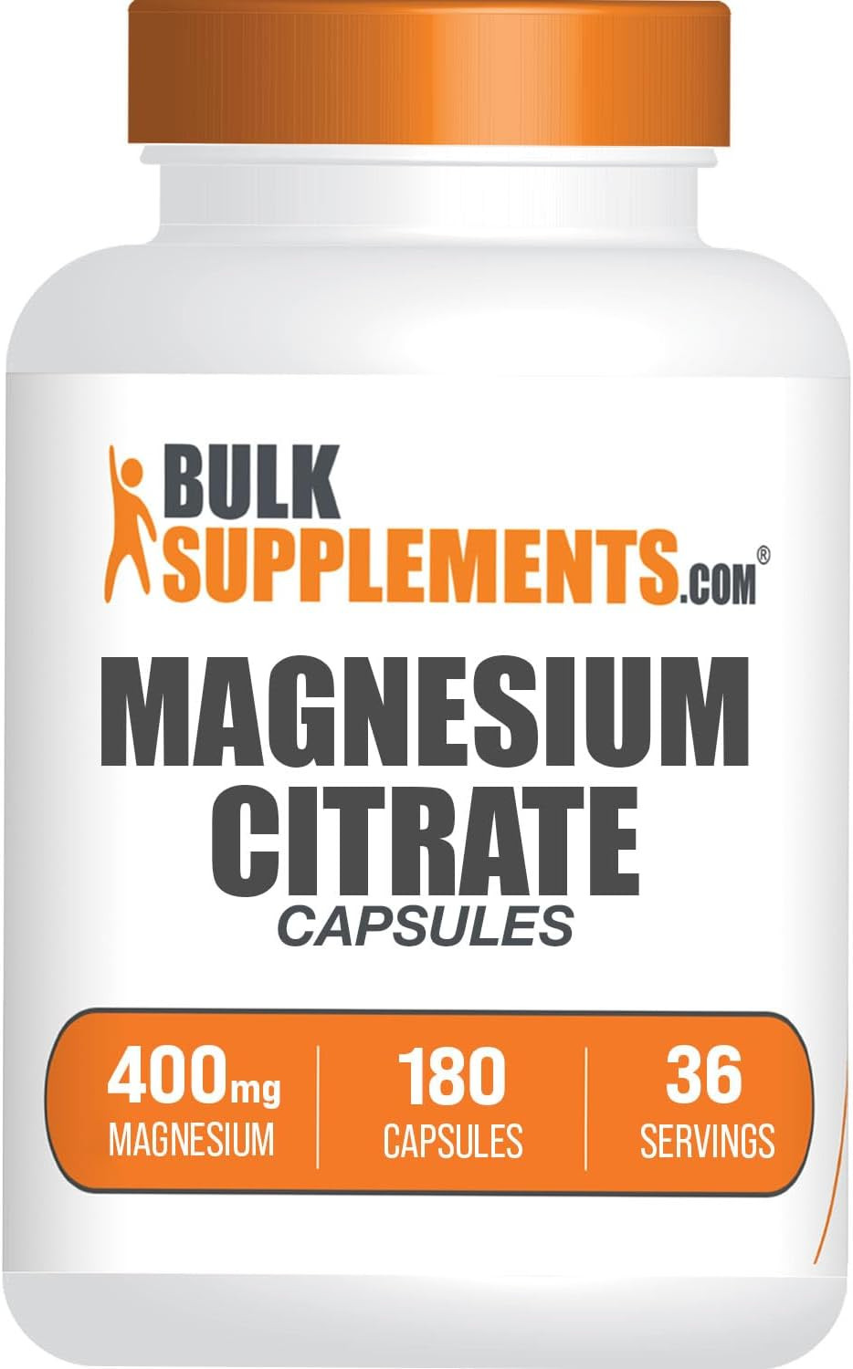 Bulksupplements.Com Magnesium Citrate Capsules - Magnesium Supplement, Magnesium Citrate Laxative, Magnesium Citrate 400Mg - Magnesium Pills, 5 Capsules Per Serving, Gluten Free, 180 Capsules