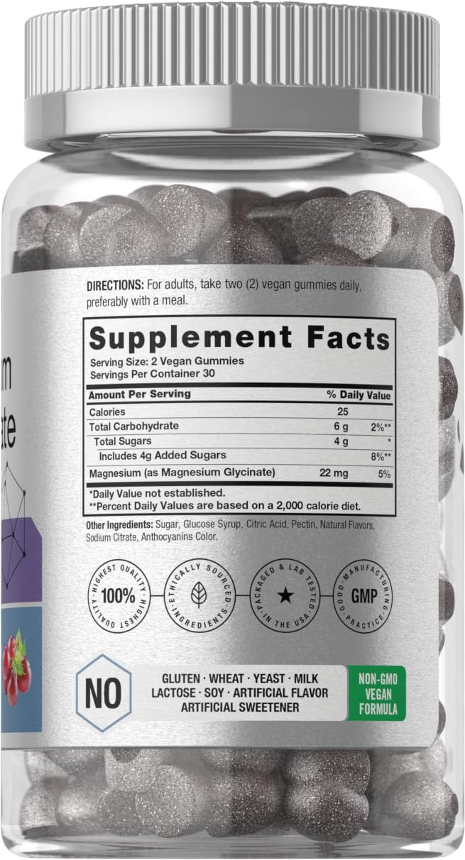 Magnesium Bisglycinate Gummies | 60 Count | Vegan, Non-Gmo, Gluten Free Supplement | By Horbaach