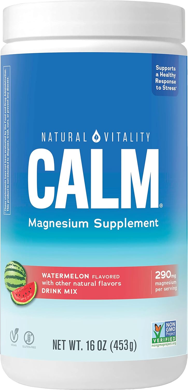 Natural Vitality Calm, Magnesium Supplement, Anti-Stress Drink Mix Powder, Gluten Free, Vegan, & Non-Gmo, Watermelon, 16 Oz1.00 Pound (Pack Of 1)
