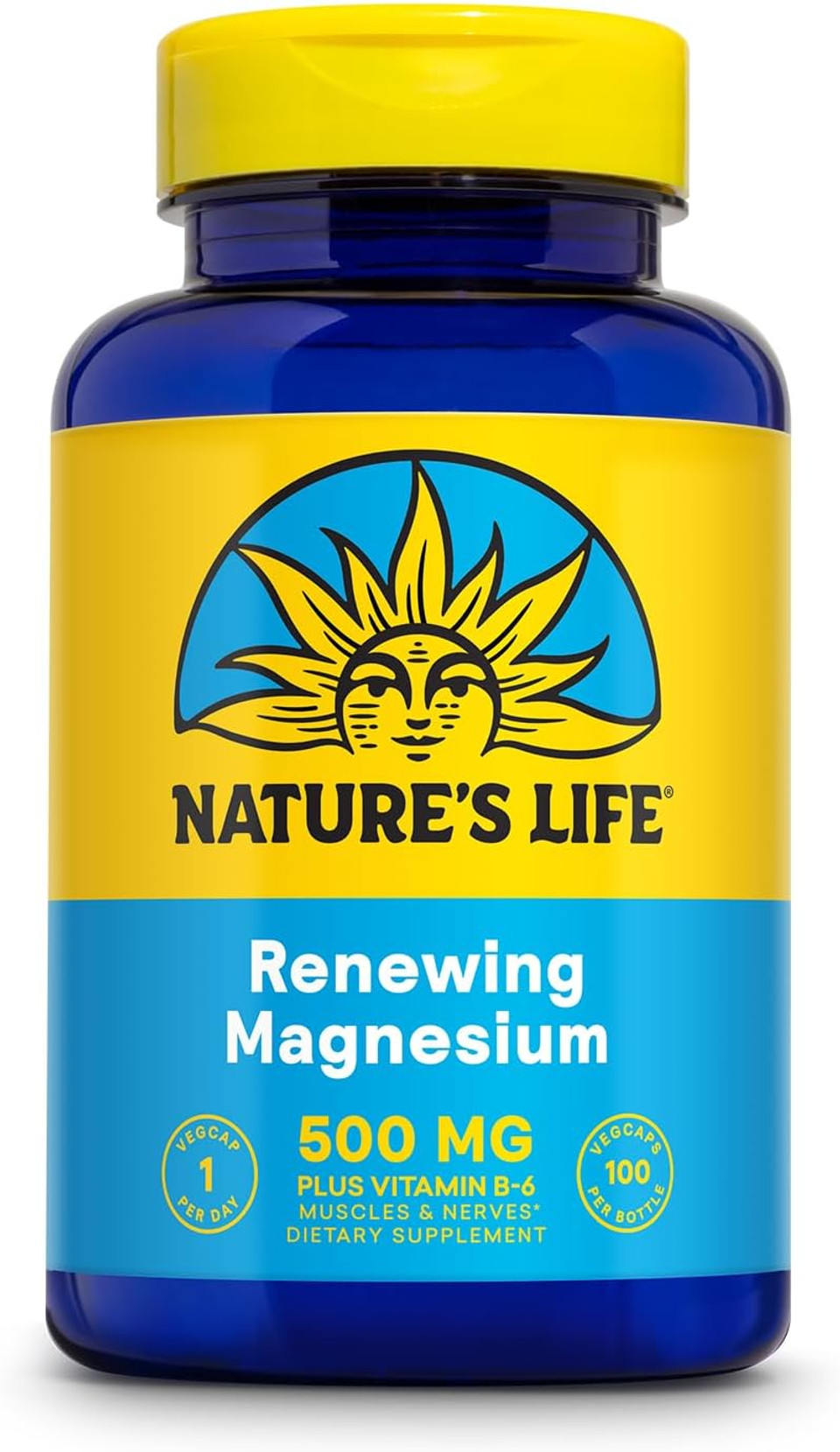 Natureã¢ÂS Life Renewing Magnesium 500 Mg - Magnesium Citrate, Magnesium Malate, Magnesium Oxide Plus Vitamin B-6 - Muscles And Nerves Support - Lab Verified (100 Servings, 100 Vegcaps)100 Count (Pack Of 1)