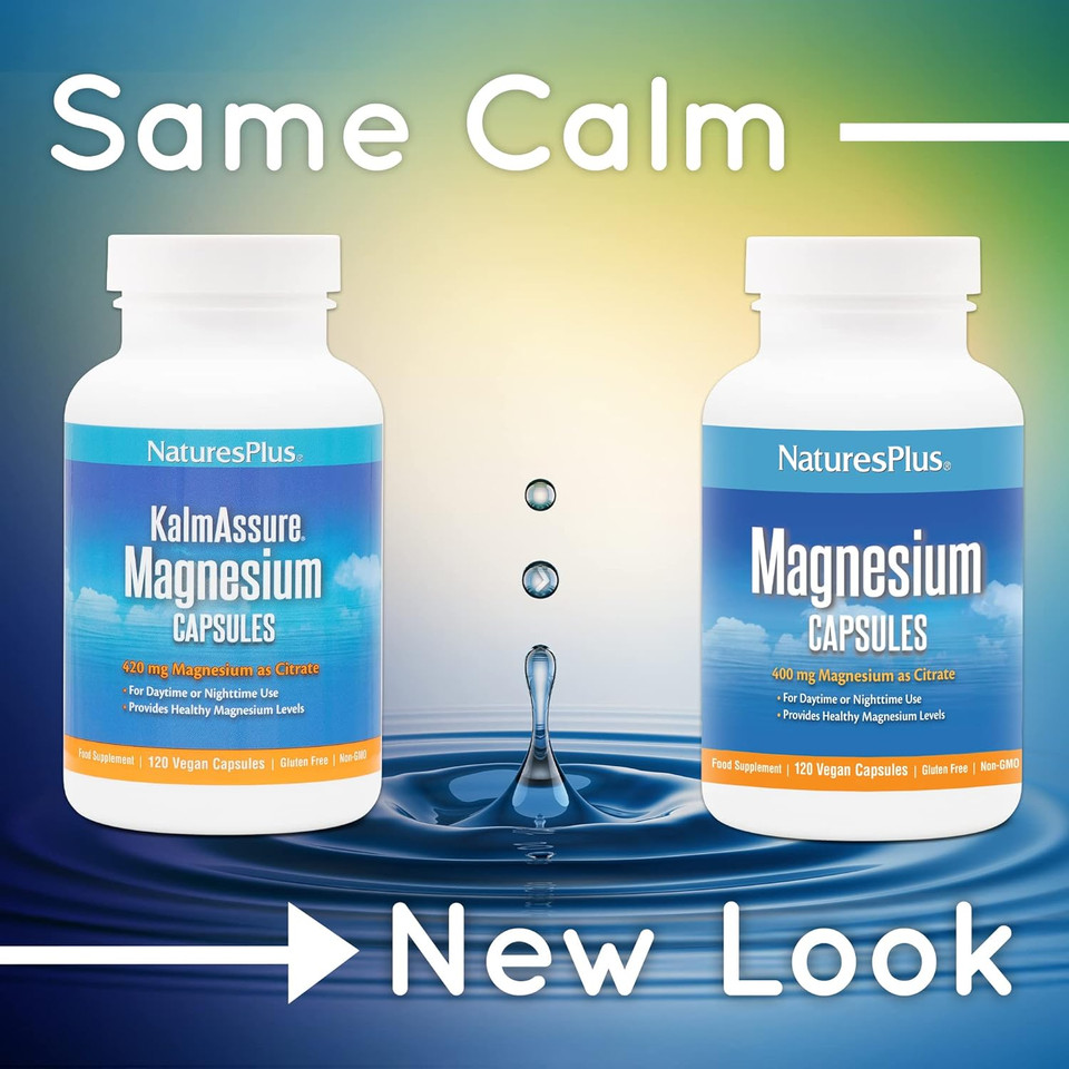 Naturesplus Kalmassure Magnesium - 400 Mg, 90 Vegan Capsules - Natural Stress Relief Supplement, Supports Nerve And Muscle Relaxation - Vegetarian, Gluten-Free - 30 Servings90 Count (Pack Of 1)