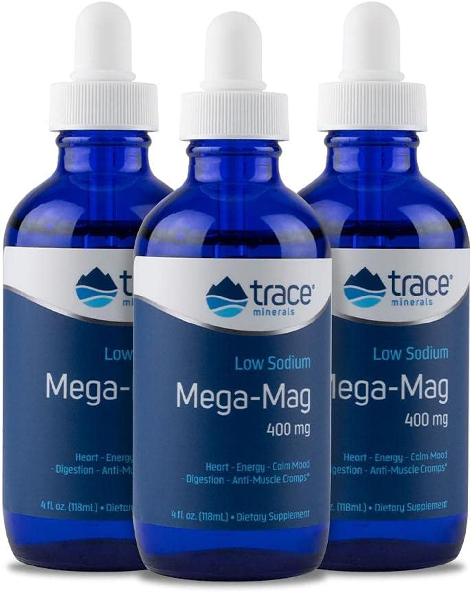 Trace Minerals | Mega-Mag 400 Mg Liquid Magnesium Chloride | Supports Normal Heart And Muscle Functions | 90 Servings, 4 Fl Oz (3 Pack)4 Fl Oz (Pack Of 3)