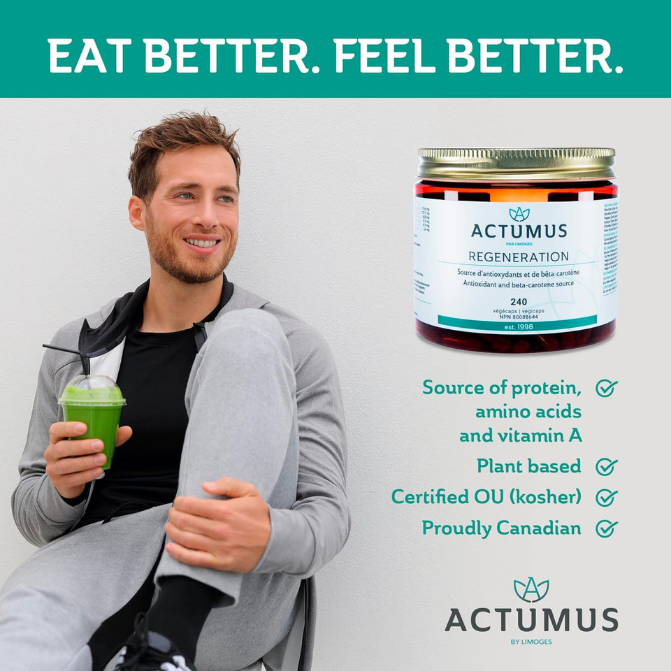 Actumus, Regeneration - Antioxidant And Beta-Carotene Source To Help With Immune Function, Made With Organic And Wild Picked Ingredients | 240 Vegicaps