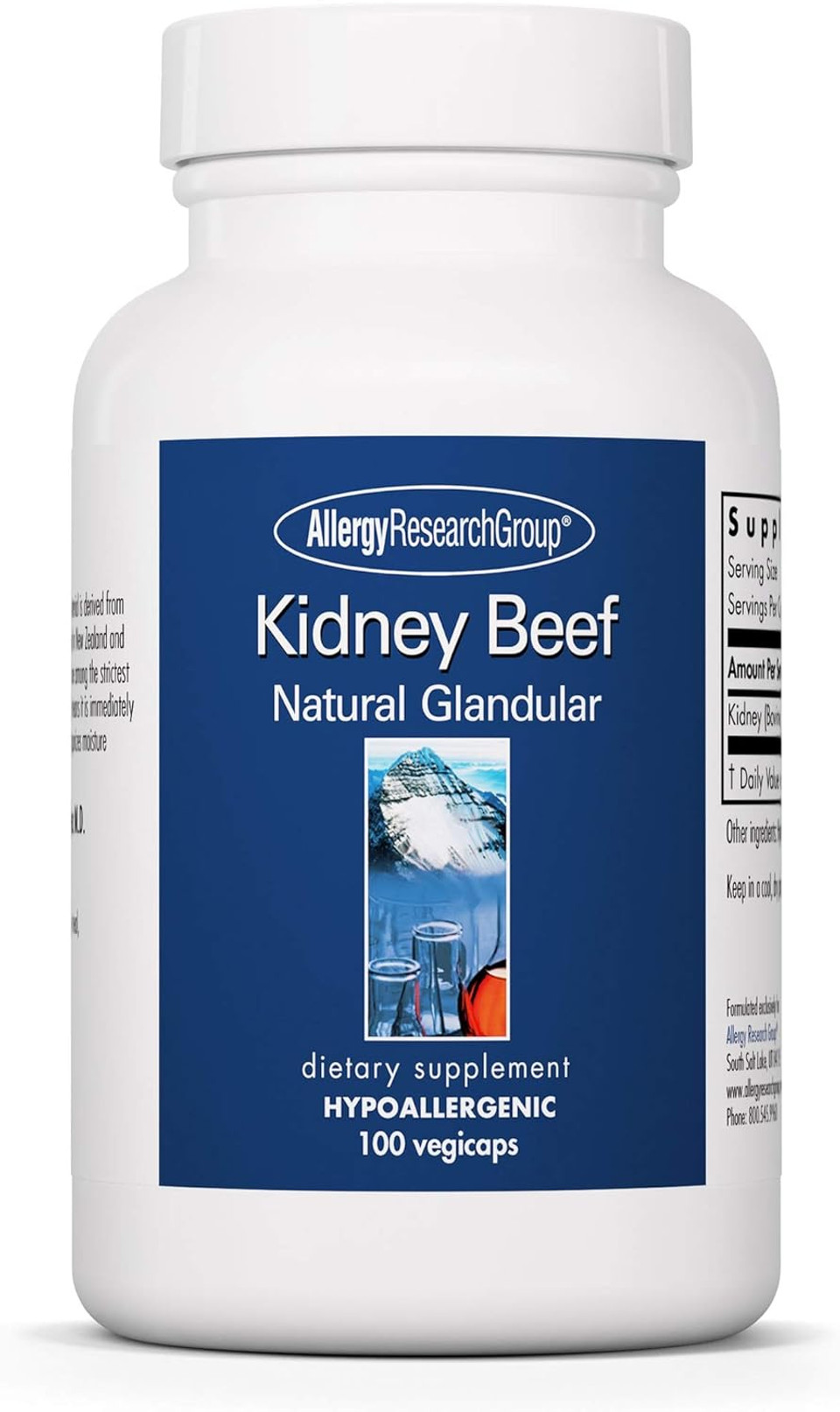Allergy Research Group - Kidney Beef - Natural Glandular, Kidney Support, Histamine - 100 Vegicaps