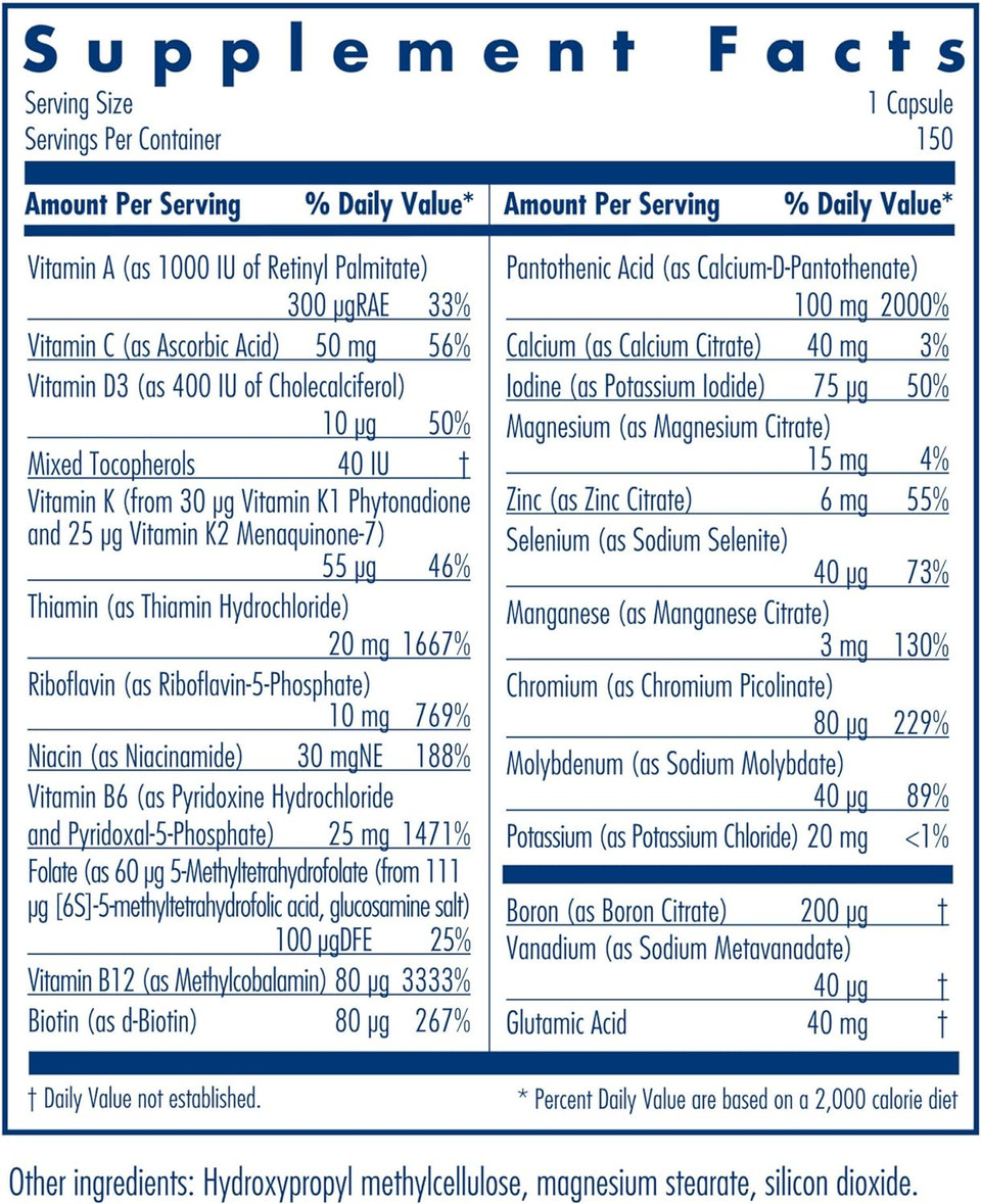 Allergy Research Group - Multi-Vi-Min Without Copper And Iron - Hypoallergenic - 150 Vegetarian Capsules