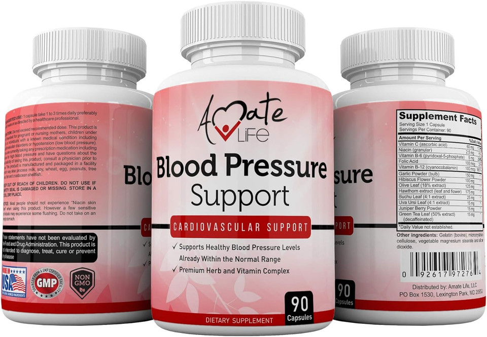 Amate Life Blood Pressure Support Supplement - 90 Capsules