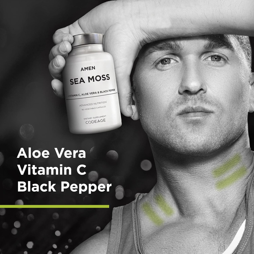 Amen Sea Moss Supplement - 1000Mg Organic Irish Sea Moss, Bladderwrack, Burdock - Vitamin C, Aloe Vera, Black Pepper - Seaweed Superfood, Vitamins, Minerals, And Antioxidants - Non-Gmo - 90 Capsules Amen Sea Moss Supplement - 1000Mg Organic Irish Sea Moss, Bladderwrack, Burdock - Vitamin C, Aloe Vera, Black Pepper - Seaweed Superfood, Vitamins, Minerals, And Antioxidants - Non-Gmo - 90 Capsules