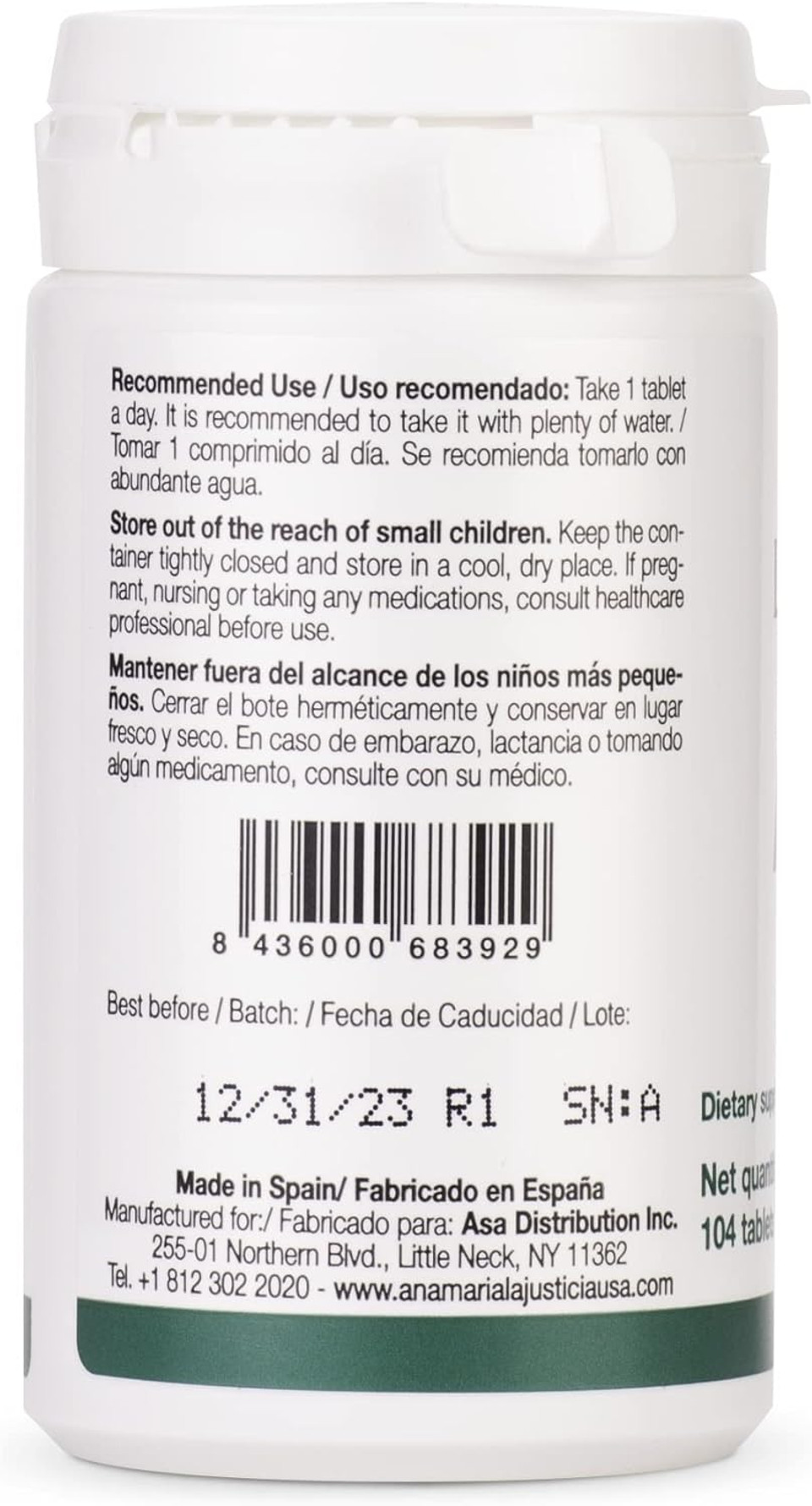 Ana Maria Lajusticia - Algae - Sugar Free, Gluten Free And Vegan Friendly. 104-Days Treatment Pack. Anti-Celullite Properties. Favours The Elimination Of Liquids