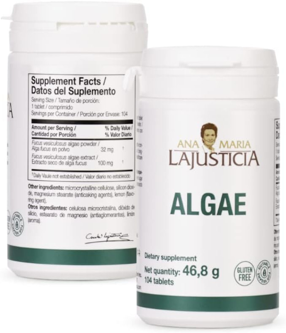Ana Maria Lajusticia - Algae - Sugar Free, Gluten Free And Vegan Friendly. 104-Days Treatment Pack. Anti-Celullite Properties. Favours The Elimination Of Liquids