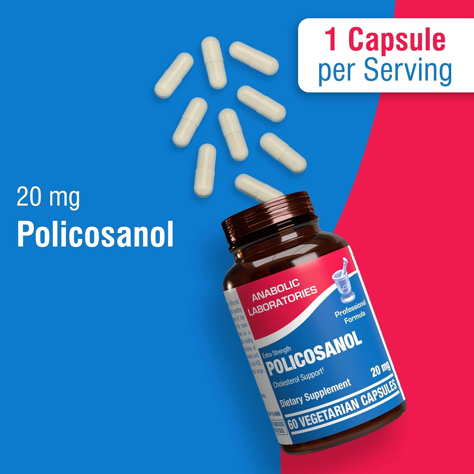 Anabolic Laboratories Policosanol 20Mg Supplements - 60 Vegan Tablets For Cholesterol Support - Sugar Cane Octacosanol Supplements