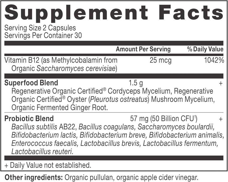 Ancient Nutrition Regenerative Organic Certified Probiotics For Metabolism Support, Healthy Digestion And Immune System Function Support, 50 Billion Cfus* Per Serving, 60 Count