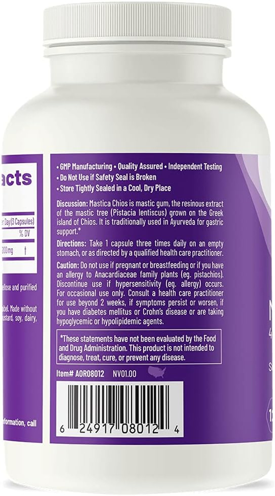 Aor, Mastica Chios, Vegan Natural Supplement To Support Gastrointestinal Health, 120 Servings (120 V-Capsules)