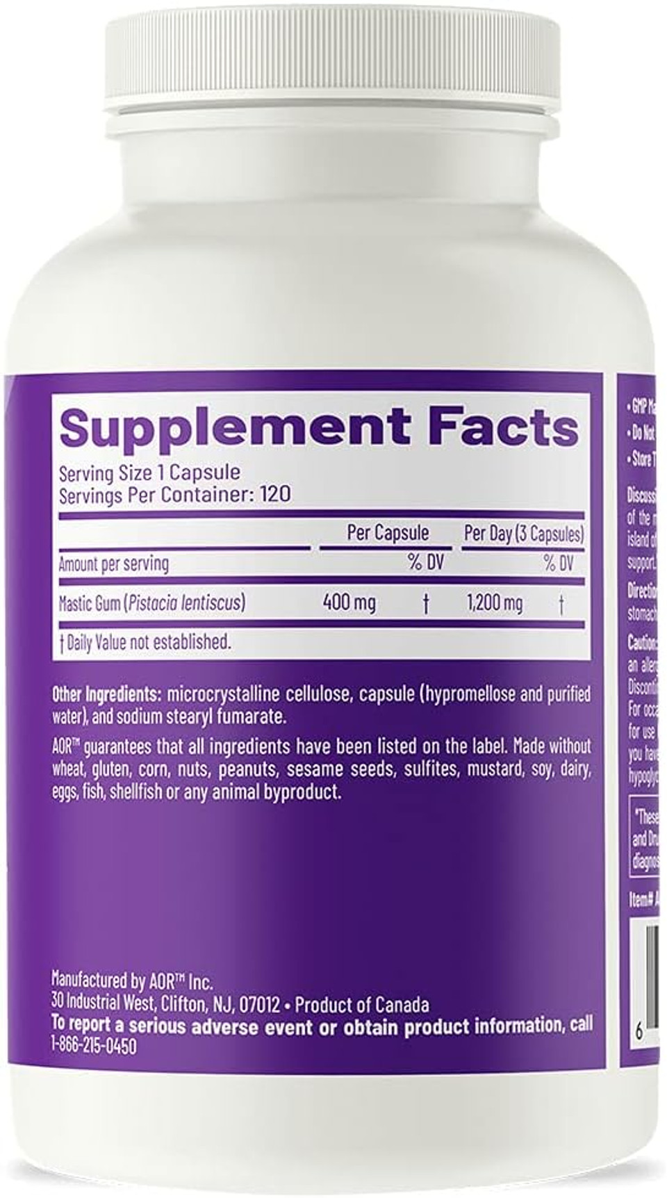 Aor, Mastica Chios, Vegan Natural Supplement To Support Gastrointestinal Health, 120 Servings (120 V-Capsules)