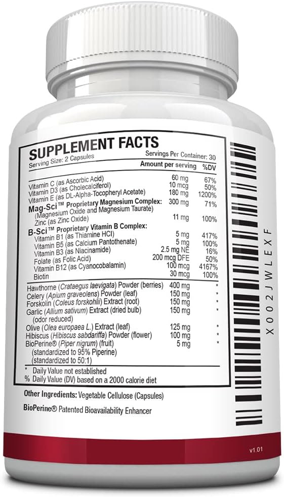 Approved Science Bloodsyl - Blood Pressure And Cholesterol Support - Hawthorne, Magnesium, Bioperine - 60 Vegan Friendly Capsules - 1 Bottle60 Count (Pack Of 1)