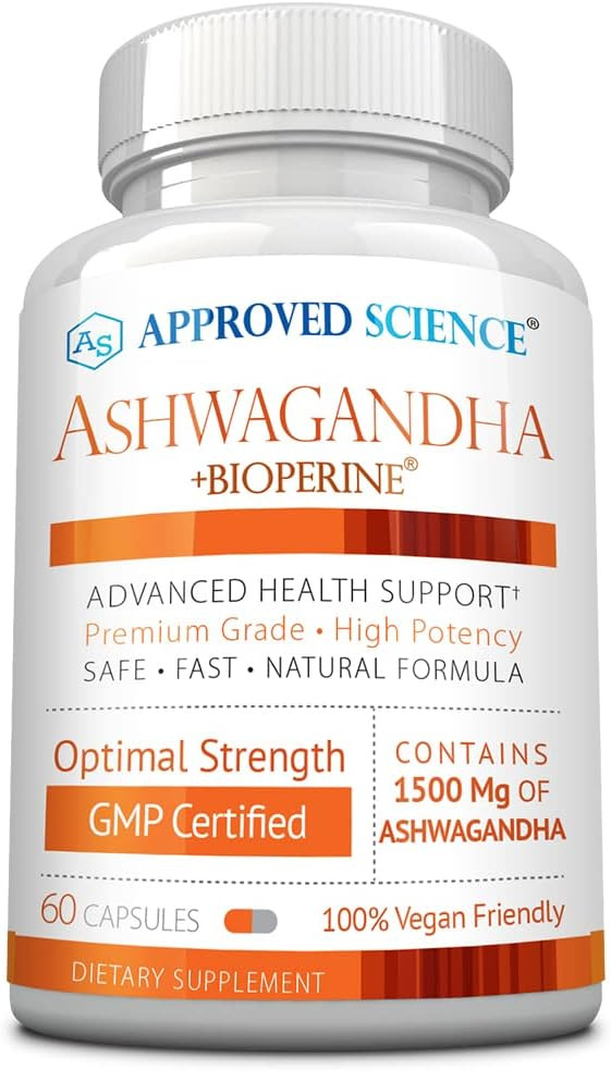 Approved Scienceã¢Â® Ashwagandha 1500Mg With Bioperineã¢Â® And Ginger- Mood And Energy Support - 60 Vegan Friendly Capsules - 1 Month Supply