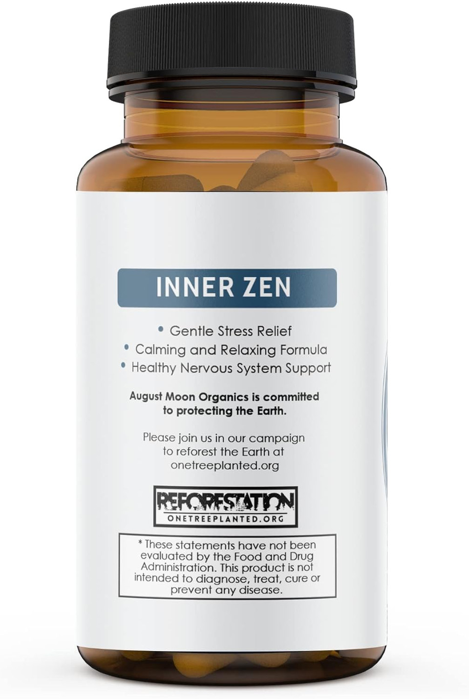 August Moon - Organic Stress Support - 60 Vegan Capsules In A Glass Bottle - 30 Day Supply