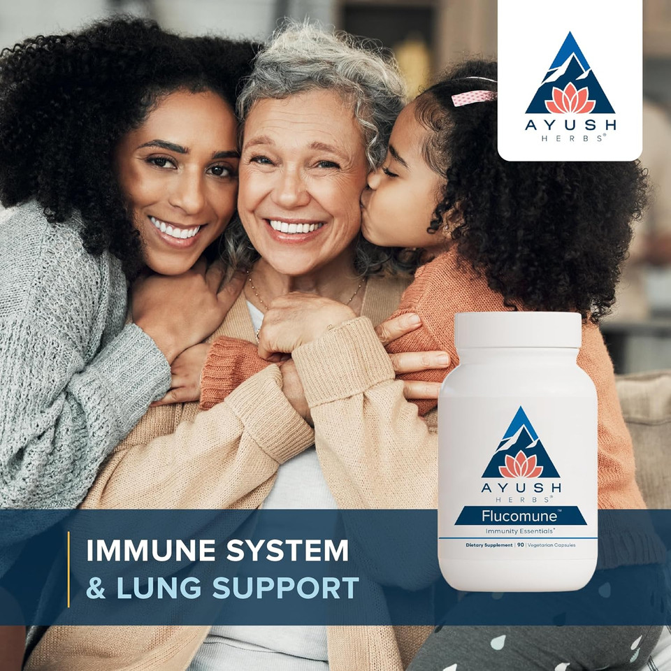 Ayush Herbs Flucomune, Ayurvedic Herbal Blend For Immune And Sinus Support, Natural Amla And Holy Basil Supplement, 90 Vegetarian Capsules Ayush Herbs Flucomune, Ayurvedic Herbal Blend For Immune And Sinus Support, Natural Amla And Holy Basil Supplement, 90 Vegetarian Capsules