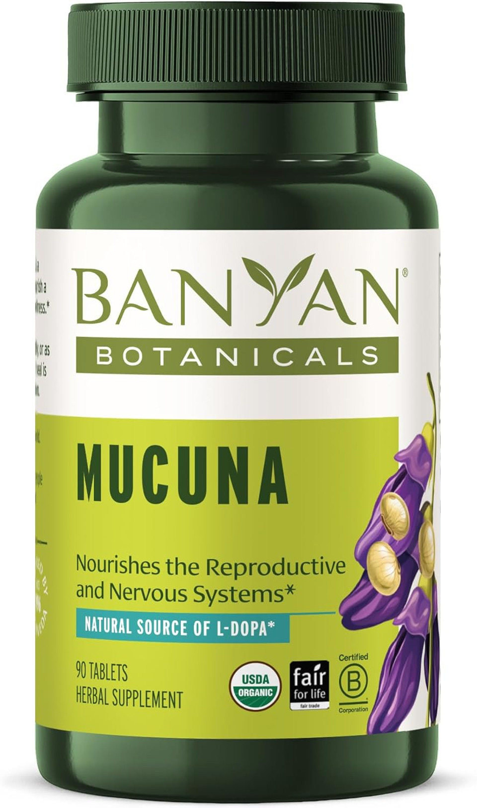 Banyan Botanicals Mucuna Pruriens  Organic Herbal Tablet  Energizing, Supports Healthy Nervous & Reproductive Systems*  Natural Source Of L-Dopa  90 Tablets  Non-Gmo Sustainably Sourced Vegan