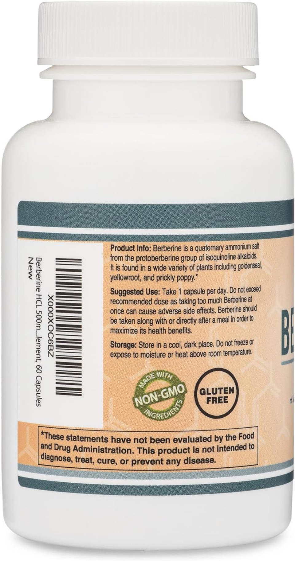 Berberine Supplement 500mg, 60 Capsules (Third Party Tested, Manufactured in The USA, Non-GMO, Gluten Free, Vegan Safe) AMPK Activator - Berberine HCL for Cardiovascular Health by Double Wood