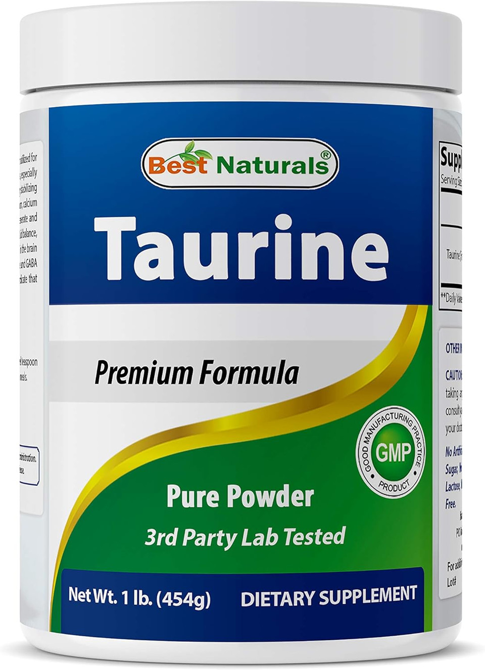 Best Naturals 100% Pure Taurine Powder Free Form - Taurine 1000Mg Per Serving - 1 Lb (454 Gm) (1 Lb (Pack Of 1))1 Pound (Pack Of 1)
